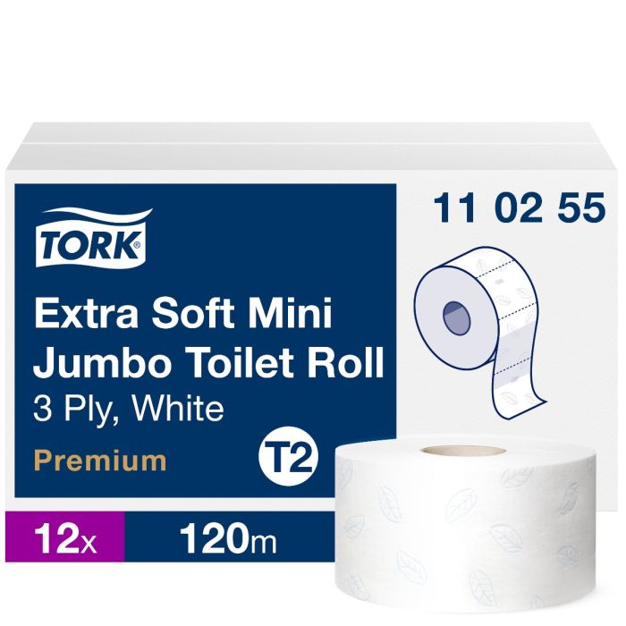 Een Tork premium toiletpap mini jumbo 3-lgs wit 170 mtr x 10 cm pak à 12 rol/600 vel (110255) koop je bij ShopXPress