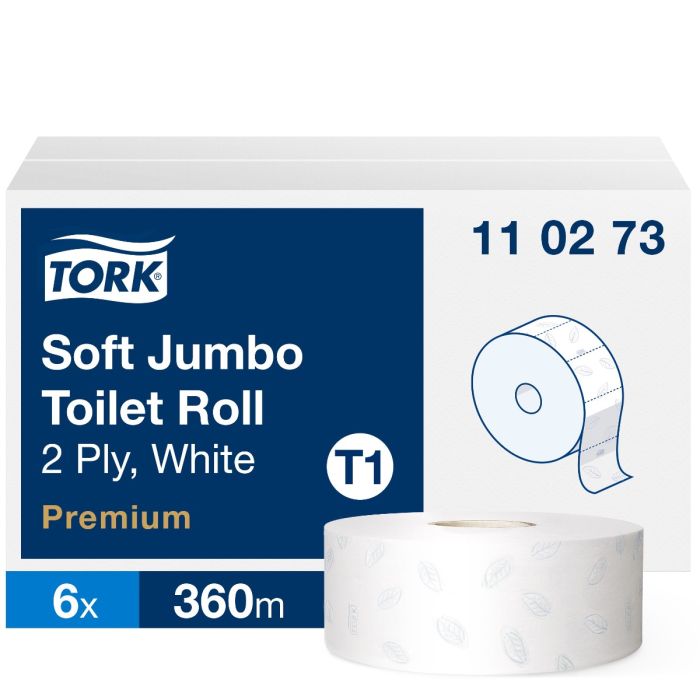 Een Tork Premium toiletpap jumbo 2-lgs wit 360 mtr x 10 cm pak à 6 rol (110273) koop je bij ShopXPress