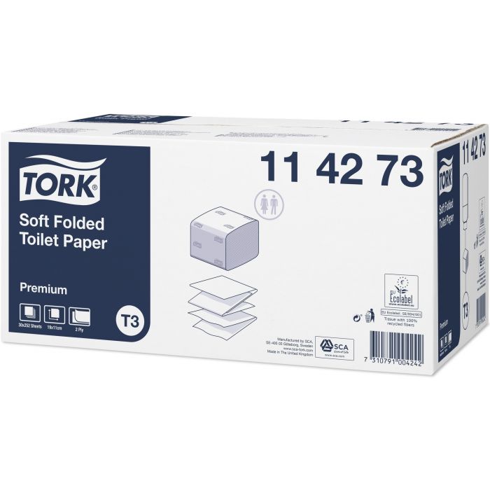 Een Tork premium toiletpapier vouw 2-lgs wit 19x11 cm doos à 7560 vel (114273) koop je bij ShopXPress