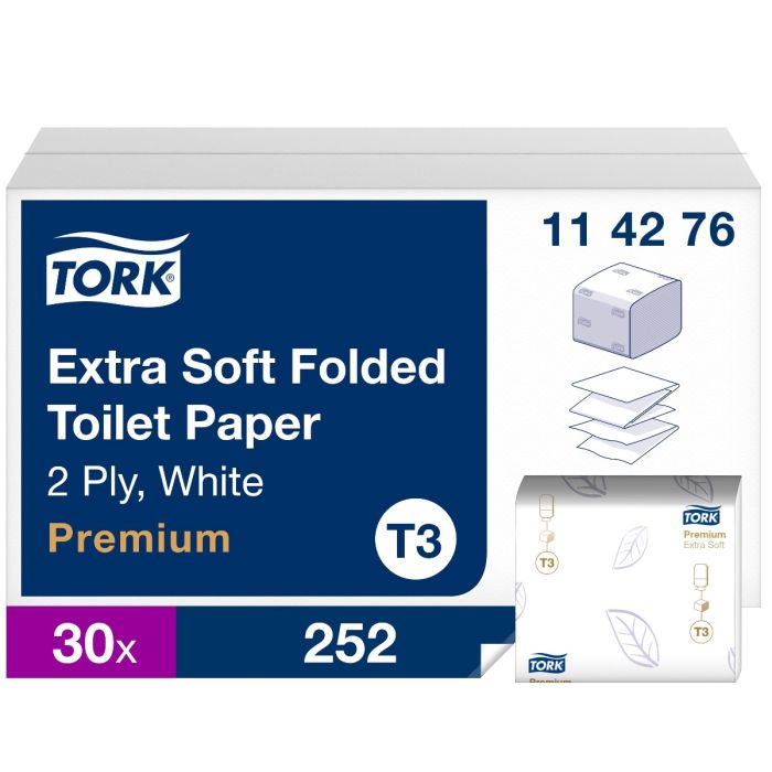 Een Tork premium toiletpapier vouw 2-lgs wit 19x11 cm doos à 7560 vel (114276) koop je bij ShopXPress