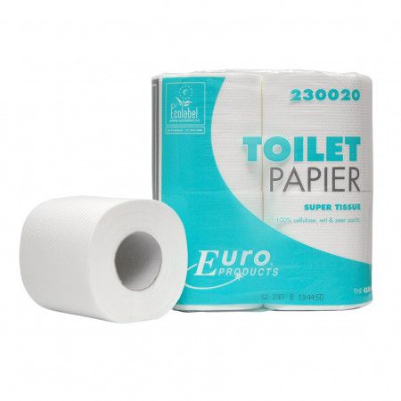 Europroducts toiletpapier, 2-laags, 200 vellen, pak van 4 rollen