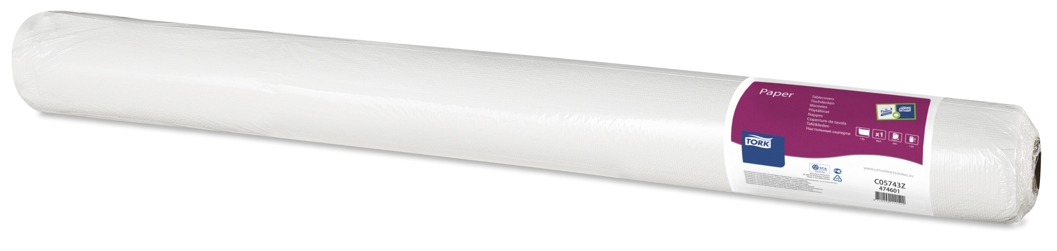Een Tork Damast papier Tafelrol 1,2x50m 1-laags 6x1 wit koop je bij ShopXPress