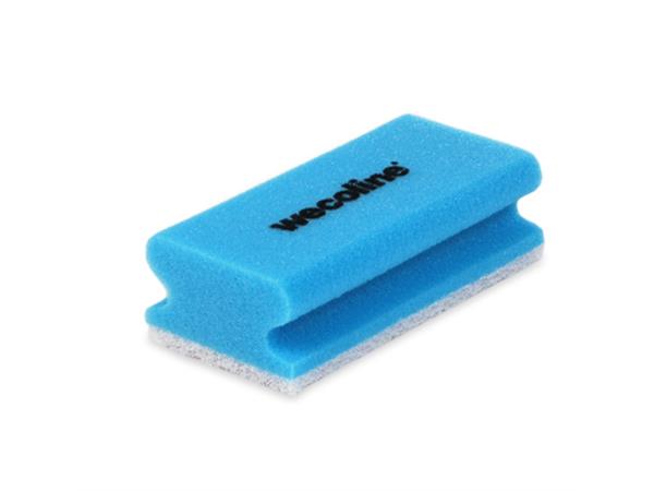 Een Schuurspons Blauw met handgreep en wit vlies koop je bij ShopXPress