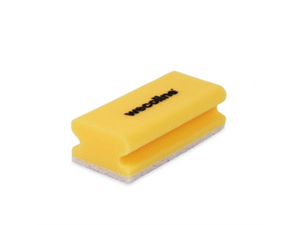 Een Schuurspons geel met handgreep en wit vlies koop je bij ShopXPress