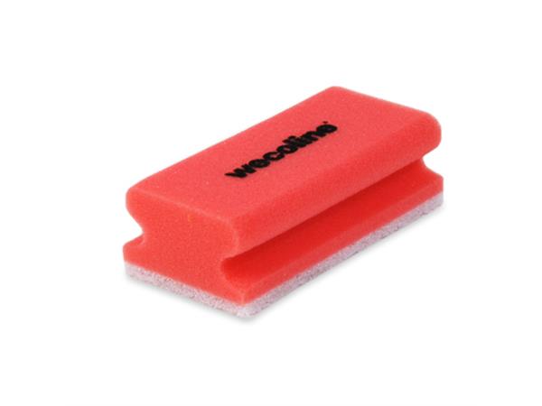 Een Schuurspons rood met handgreep en wit vlies koop je bij ShopXPress