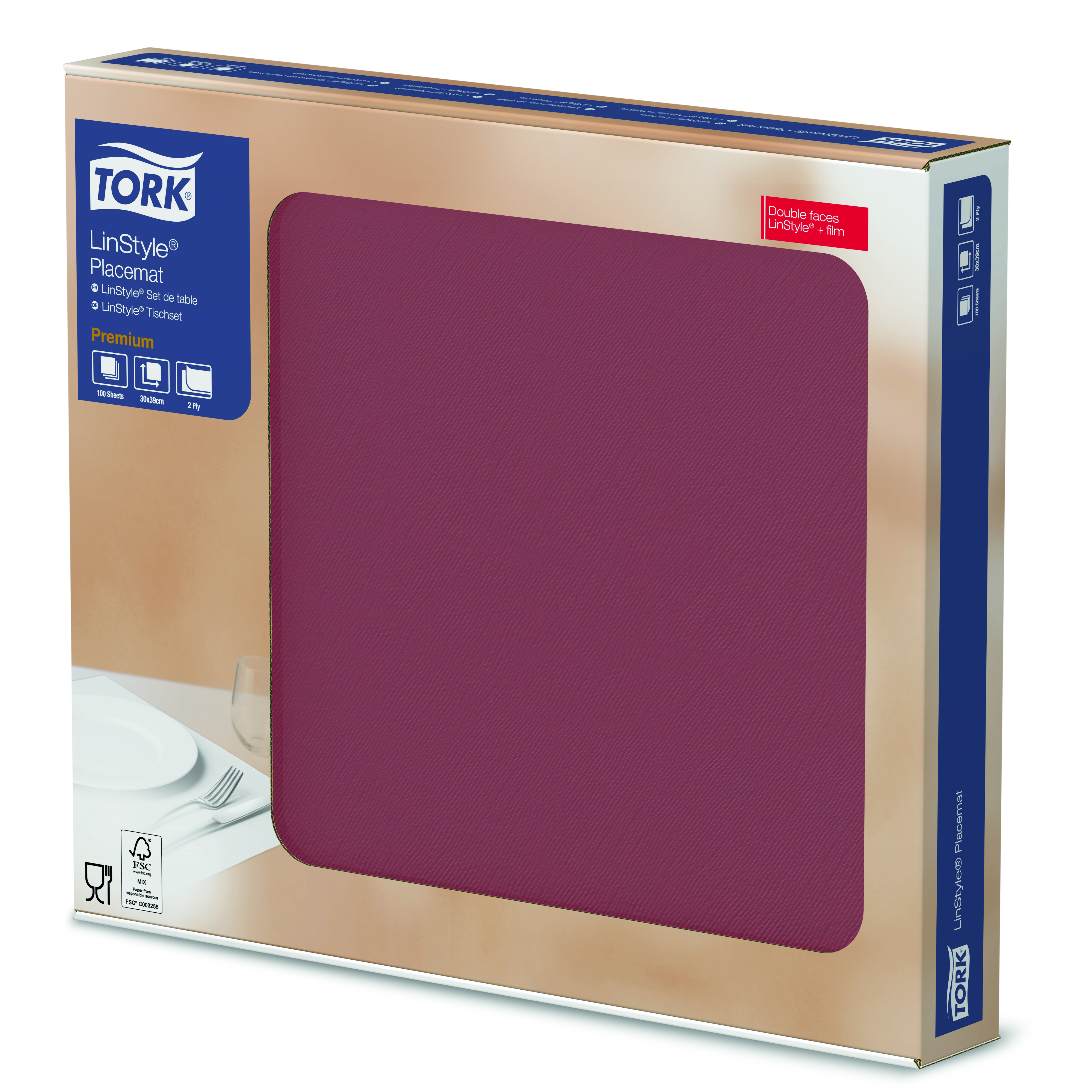 Een Tork LinStyle® Placemat 5x100 burgundy koop je bij ShopXPress