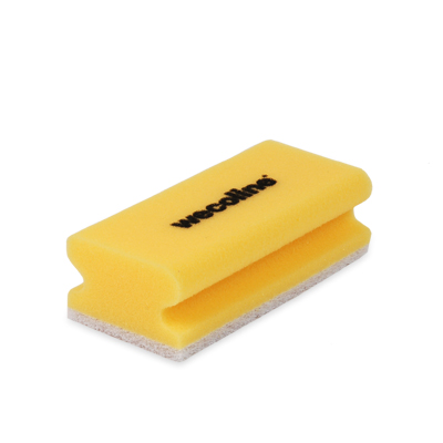 Een Schuurspons geel met handgreep en wit vlies koop je bij ShopXPress
