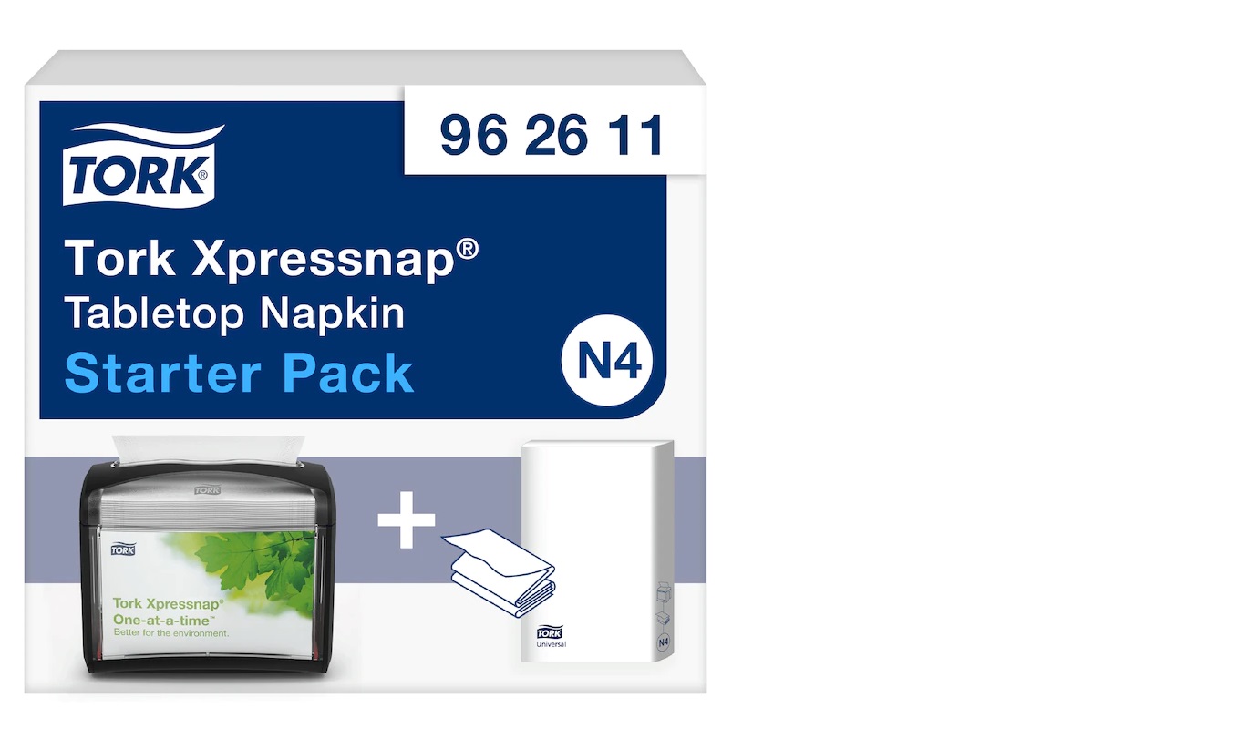 Een Tork Xpressnap® Tabletop servetdispenser zwart Starterpack N4 koop je bij ShopXPress